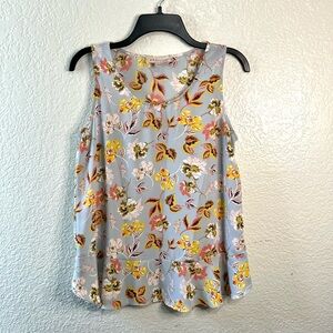 Philosophy Blue Yellow Pink White Floral Sleeveless Casual Tank blouse Tops S